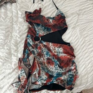 Elegant Multicolor Halter Dress